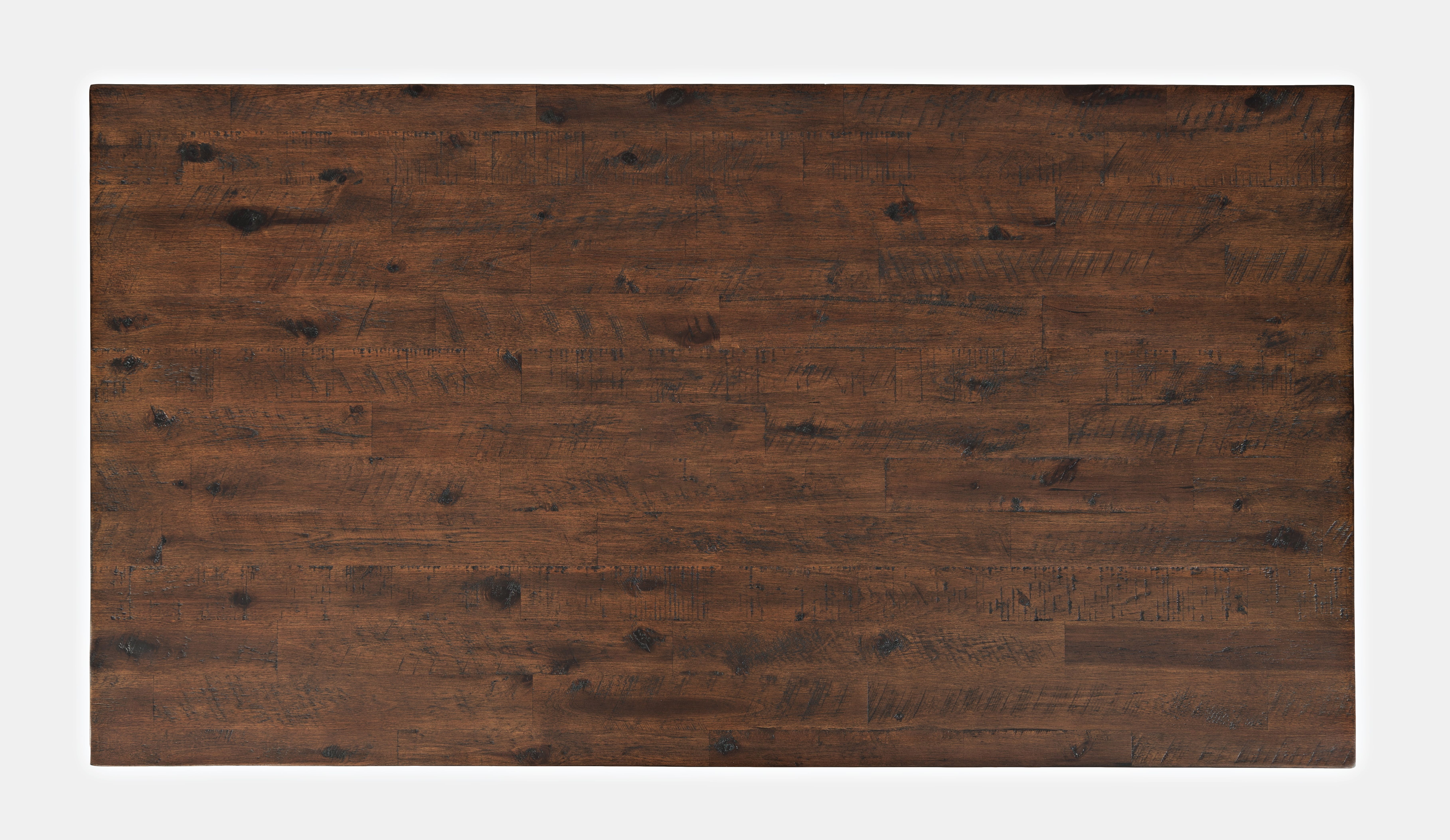 Jofran Painted Canyon Rustic Solid Acacia Box Coffee Table with Pull-Through Drawers and Caster Wheels