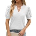 thumbnail image 2 of Tiqkatyck Womens Long Sleeve Shirts, Solid Puff Sleeve T Shirt V Neck Short Sleeve Shirts Casual Every Day Tops Womens Clothes Coats for Women White XXL, 2 of 9