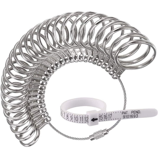 Jewelry Sizers Stainless Iron Ring Sizer Finger Ring Sizing Measuring Tool Ring Sizer Gauge Set Circle Models with Plastic Ring Sizer Belt