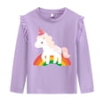 thumbnail image 2 of Little Hand Girls Tops Cotton 3 Packs Sets Rainbow Cat Pine Trees Graphic Long Sleeve Pink White 3T, 2 of 4