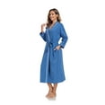 thumbnail image 5 of EA'S SECRET 100% Cotton Womens Robe Lightweight Long Kimono Bath Robe Soft Knit Spa Robes Ladies Loungewear with Pockets(Azure,S), 5 of 7