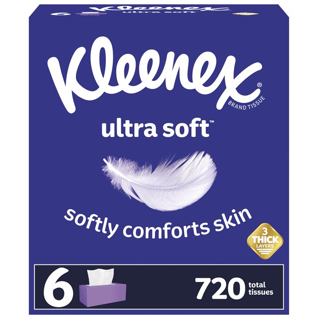 Pañuelos Faciales Kleenex Ultra Suaves de 3 Capas, 720 Unidades