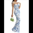 thumbnail image 2 of Vestido Maxi Ajustado de Verano para Mujer, Informal, con Tirantes Finos, Sin Mangas, Espalda Descubierta, Abertura Alta, . Azul XL, 2 of 8