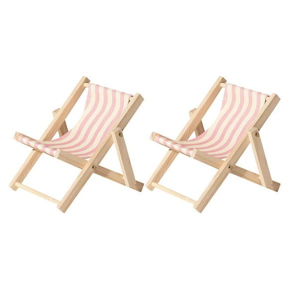 2pcs Foldable Smartphone Stand Miniature Beach Chair Wooden Phone Holder For Office Bedroom Living Room Desk Decoration Cute Beach Accessories