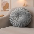 thumbnail image 2 of Coussin Rond en Velours Gris - Ensemble de 2, 2 of 4