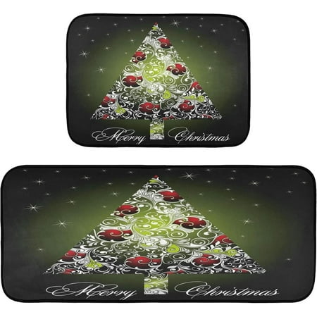

Hyjoy Christmas Tree 2 Pieces Kitchen Rug Cushioned Anti-Fatigue Kitchen Rugs Set for Home Office Laundry 19.7 x 27.6 +19.7 x 47.2