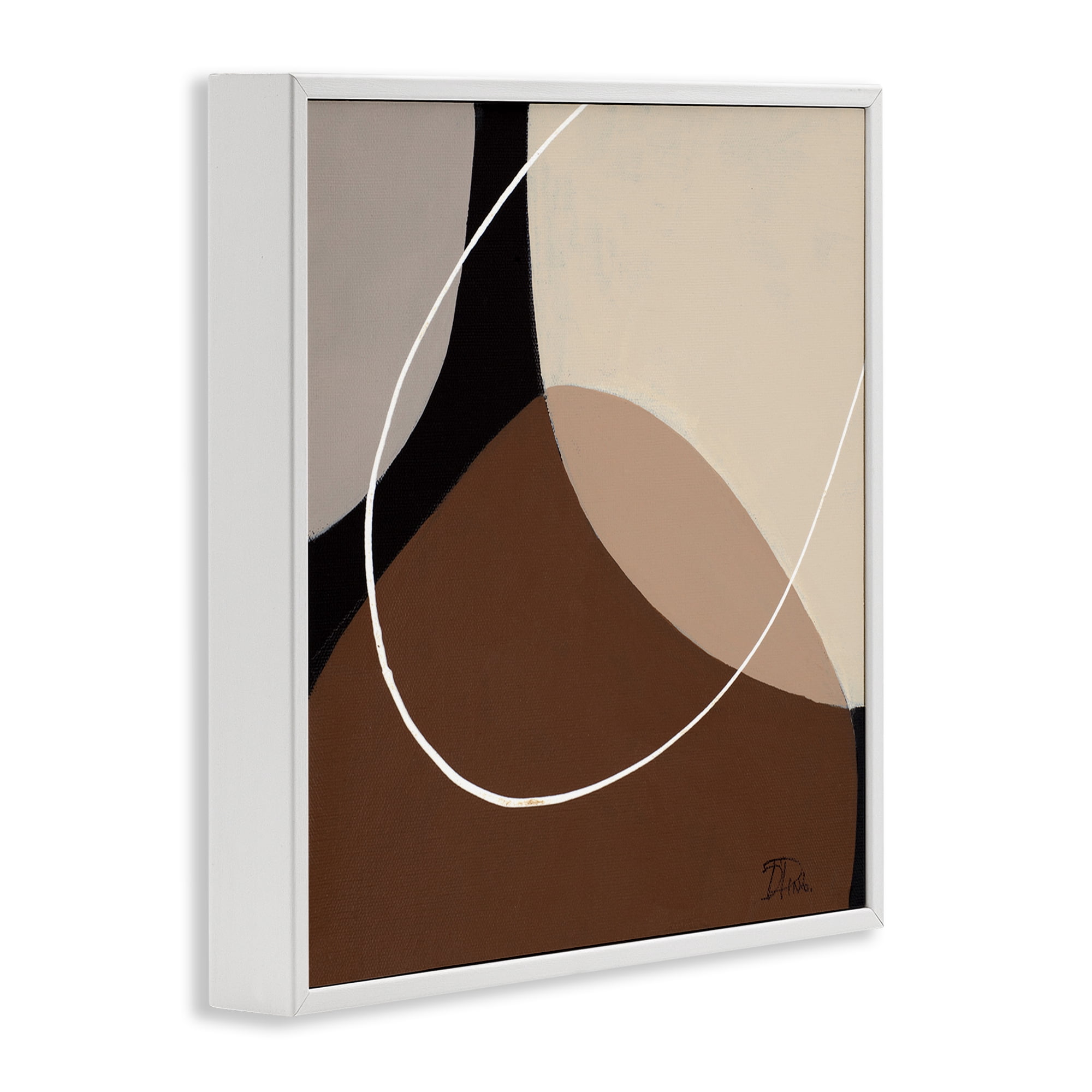 Stupell Industries Minimal Project Abstraction Abstract Painting White Framed Art Print Wall Art, 12 x 12