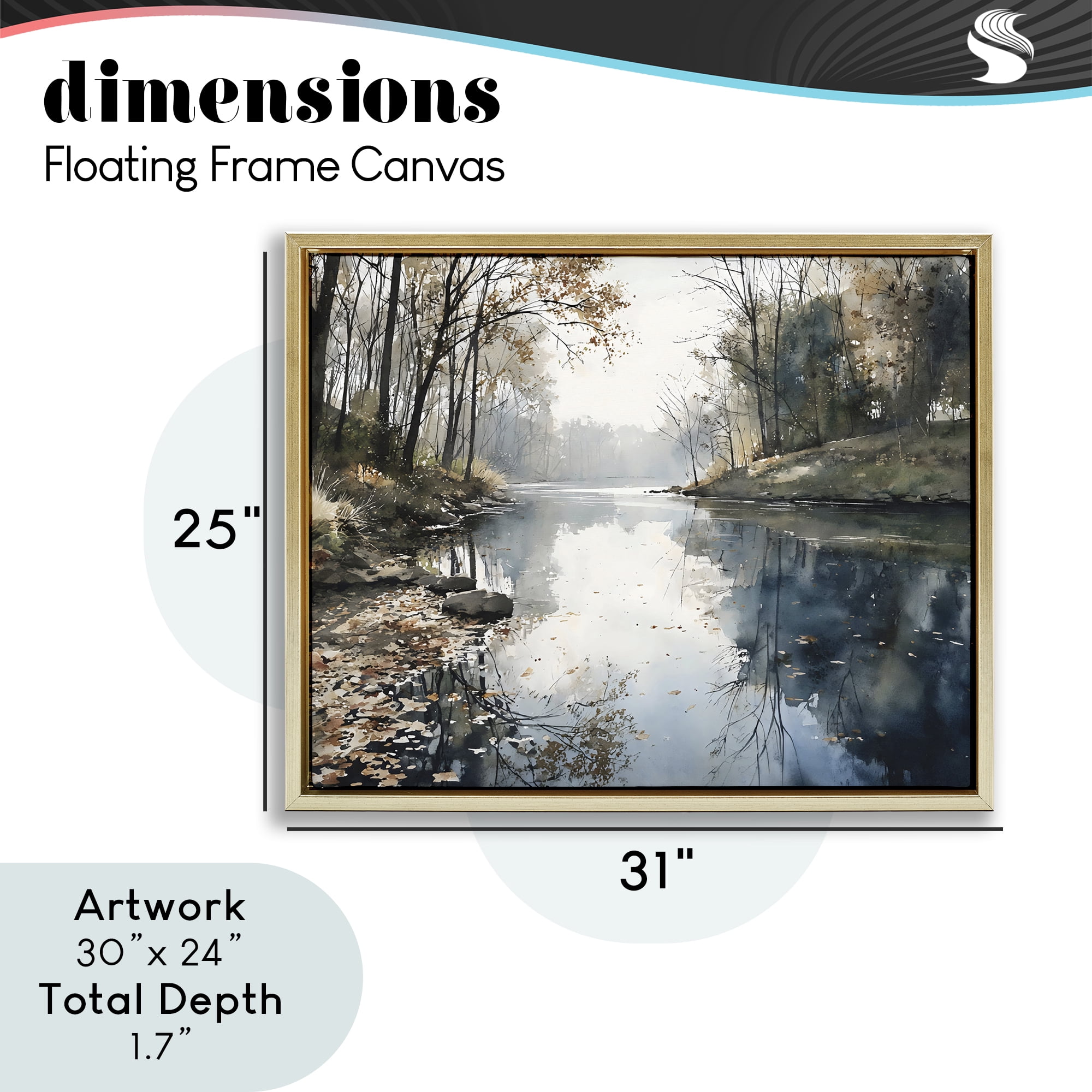 Stupell Industries Fall Lake Reflection Gold Framed Floater Canvas Wall Art, design by Franklyn Gregory