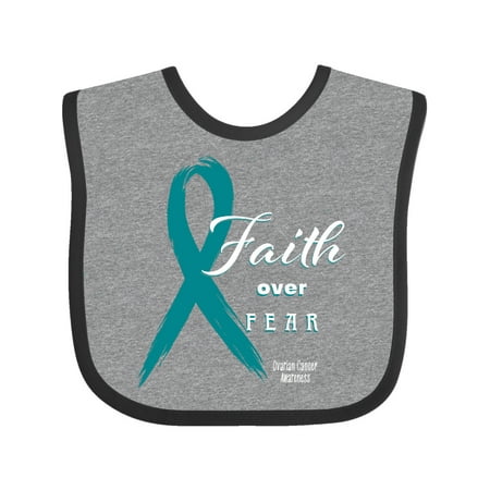 

Inktastic Faith Over Fear Ovarian Cancer Awareness with Teal Ribbon Gift Baby Boy or Baby Girl Bib
