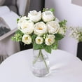 thumbnail image 5 of Artificial Flowers 2 Bunches Fake Peony Silk Flowers Arrangements with Eucalyptus Leaves Faux Realistic Bouquet for Wedding Decoration Home Table Centerpiece (Cream White), 5 of 5