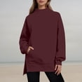thumbnail image 4 of Jamsmile Women Sweatshirt Casual Neck Solid Color Sweatshirts Comfortable Tops Relaxed Fit Warm Knit Round Layering, 4 of 5