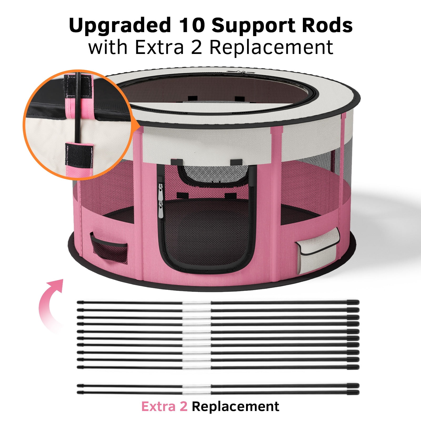 LAKWAR Large Pet Playpen for Dogs & Cats, 36"/90CM Diameter 23"/60cm Height Pet Playpens Foldable Portable Indoor Outdoor House Exercise Pen with Carrying Case for Cat Puppy Rabbit,Pink
