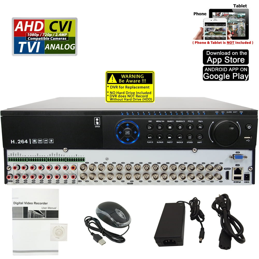 Evertech 32 Channel Security DVR Recorder H.265 1080N Hybrid 4in1 AHD