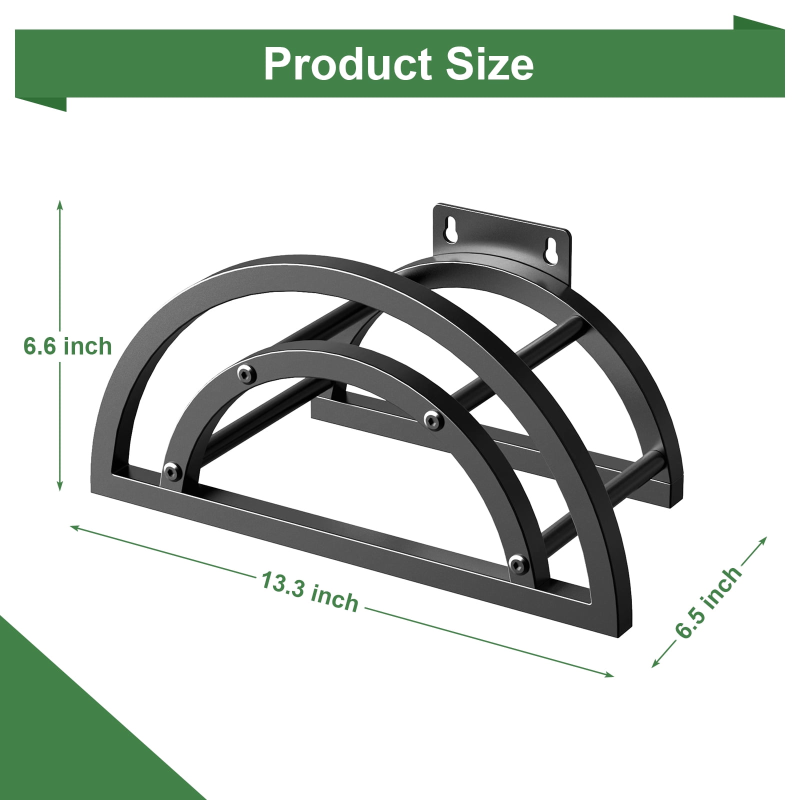 OLV Hose Holder Wall Mount, Outdoor Water Pipe Holder Holds 125ft/95lb Hose, Heavy Duty Metal Detachable Hose Hanger Reel Storage Organizer