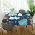 thumbnail image 6 of SKYSONIC Christmas Snowman Tablecloth Waterproof Washable Polyester Square Table Cover Durable Tablecloth for Kitchen Dining Table Party Decor (54 X 72 Inch), 6 of 7