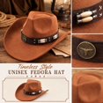 thumbnail image 2 of Qwertyu Cowboy Hat for Men Women Classic Cowgirl Hat Wide Brim Western Women Mens Cowboy Hats Cowgirl Hats Gifts Brown, 2 of 6