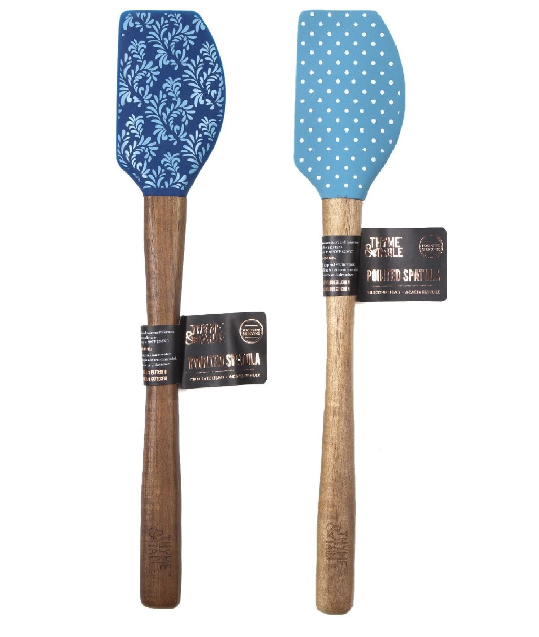 Thyme & Table 2Pack Novelty Silicone Spatula Teal Polka Dot and Navy