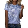 thumbnail image 2 of LSLJS T-Shirts pour Femmes T-shirt Imprimé Mode Manches Courtes Blouse Col Rond Hauts Décontractés, 2 of 4
