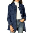 thumbnail image 5 of DARING DIVA Woman's Boyfriend Tie Waist Denim Jacket with Pockets M Dark Blue, 5 of 7