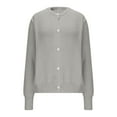 thumbnail image 3 of Womens Oversized Cardigans Button up Long Lantern Sleeve Knit Sweaters Casual Soft Fall Jacket Outerwear New Womens Cardigans Lightweight Gray M, 3 of 7