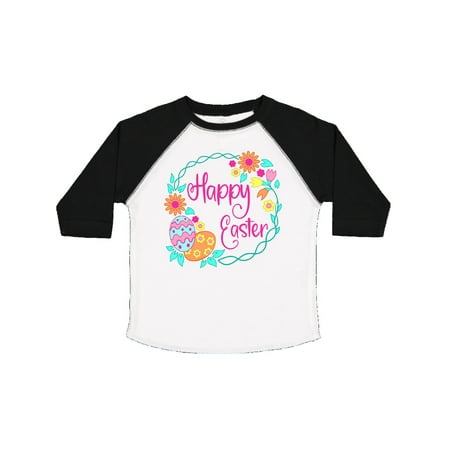 

Inktastic Happy Easter Wreath with Pastel Eggs and Flowers Gift Toddler Boy or Toddler Girl T-Shirt