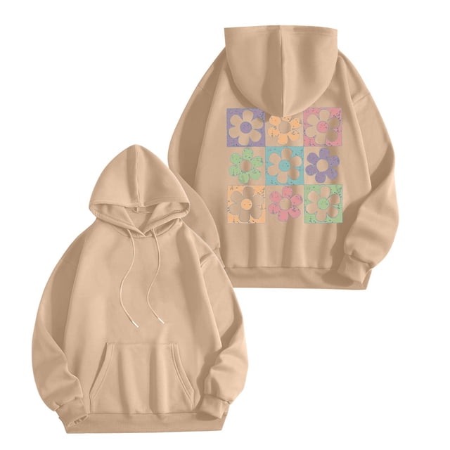 Chandail à Capuche Imprimé Floral pour Femmes Confortable Décontracté Chandail à la Mode Automne Hiver Design Lettre Doux Chaud Confortable