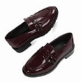 thumbnail image 2 of Pennysue Women's Patent Leather Loafers with Decorative Buckle Round Toe Chunky Heel Slip On Casual Dress Shoes for School Work Daily Wear, 2 of 7