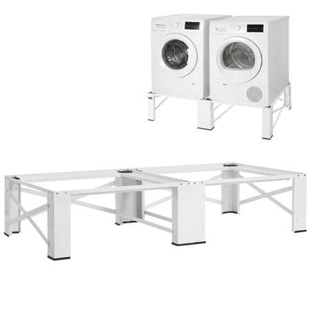 CAFORKP 12‑Inch Height Laundry Washer‑Dryer Pedestal, 28.3 x 28.3 Inch, 700‑Lbs Load‑Capacity Non‑Slip Feet Universal Washing Machine Base Stand, White, 2‑Pack