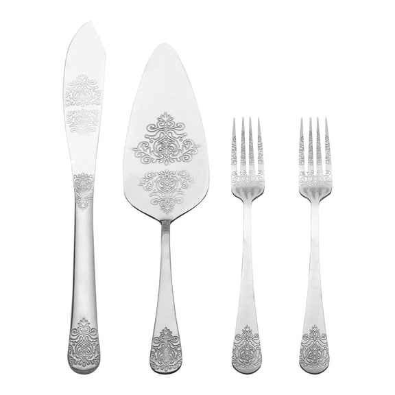 Unique Bargains Stainless Steel Silverware Set with Pie Spatula 4 Piece Silver