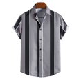 thumbnail image 1 of Chemise Hawaïenne pour Hommes Été Rayée Imprimée Manches Courtes Chemise Col à Revers Bouton Ample Vêtements de Rue Mode Décontractée Sociale, 1 of 5