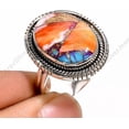 thumbnail image 3 of Orange Oyster Turquoise Stone 925 Sterling Silver Handmade Statement Rings Jewelry, 3 of 5