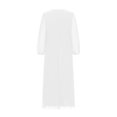 thumbnail image 4 of MIUOWANP A Line Dresses for Women 2024 Plus Size Hot Sell Casual Clothing Women's Chiffon Zipper Pleated A-Line Mid Length Wedding With Long Sleeve And V-Neck Dress Size XXXL White, 4 of 5