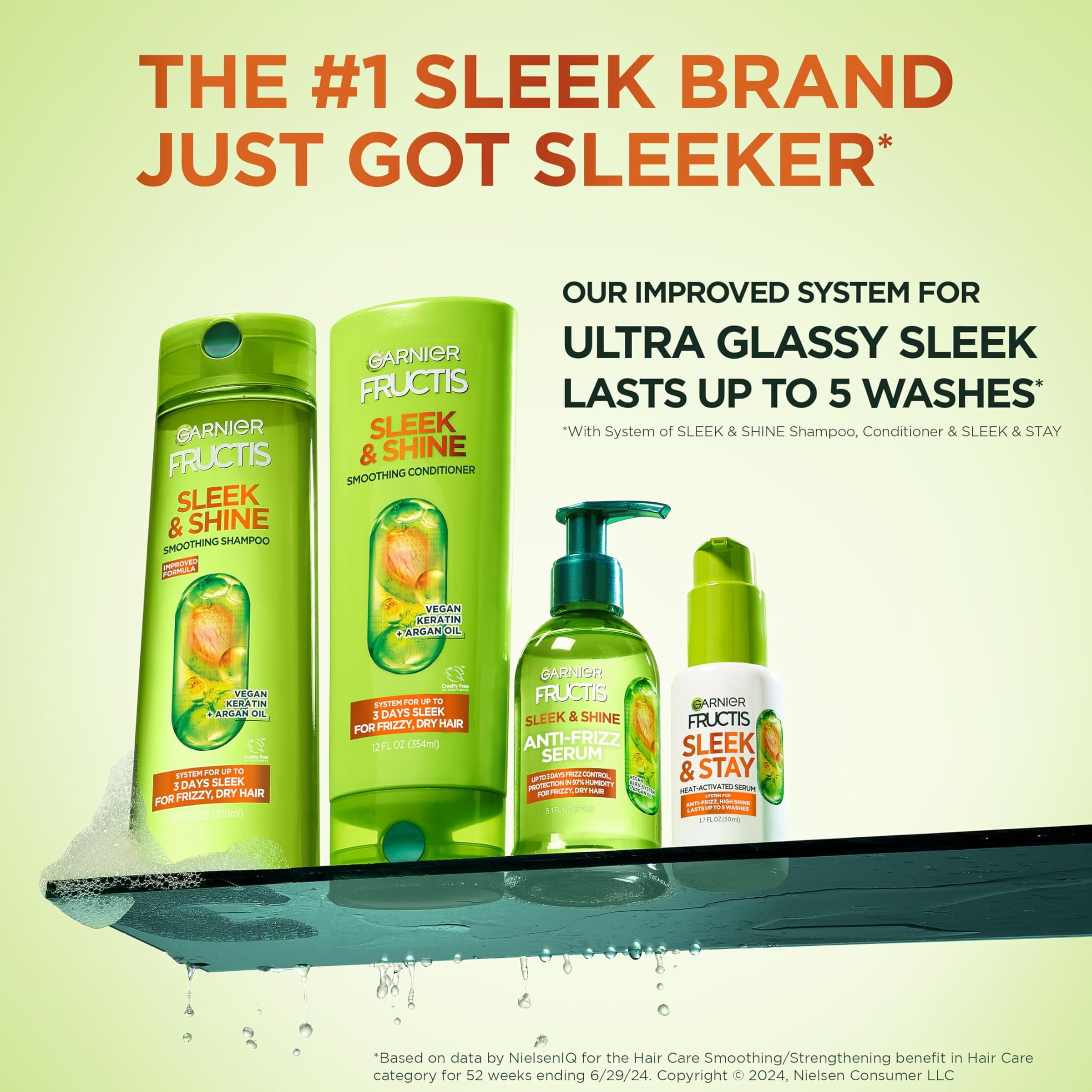 FORDAYS Hair Shampoo 3本セット Garnier Fructis Hair Protecting Set: Sleek and Shine Shampoo