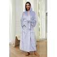 thumbnail image 4 of HEARTNICE Womens Hooded Robe, Soft Warm Fleece Bathrobes Full Length Plush House Coat,(Light Blue,2XL-3XL), 4 of 5