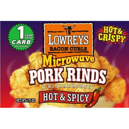 Lowrey's Hot and Spicy Microwave Pork Rinds, Chicharrones, Hot and Crispy Protein Snacks, 18 (Best Pork Rinds Brand)