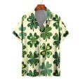 thumbnail image 3 of Camisas de playa hawaianas para hombres Camisas para hombres y mujeres Camisas para parejas Camisa de manga corta con solapa y estampado 3D de trébol de cuatro hojas Camisas florales, 3 of 5
