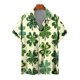 thumbnail image 3 of Camisas de playa hawaianas para hombres Camisas para hombres y mujeres Camisas para parejas Camisa de manga corta con solapa y estampado 3D de trébol de cuatro hojas Camisas florales, 3 of 5