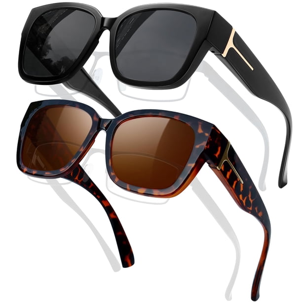 Gafas de sol KANASTAL polarizadas UV400 para usar sobre lentes, color negro/marrón