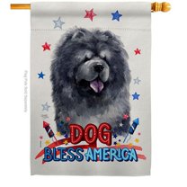 Breeze Decor H120120-BO Patriotic Black Chow Animals Dog 28 x 40 in. Double-Sided Decorative Vertical House Flag for Decoration Banner Garden Yard Gift
