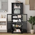 thumbnail image 2 of LOKO Tall Bathroom Cabinet, Modern Storage Organizer with Doors & Open Shelves, Wooden Floor Cabinet with Adjustable Shelves for Bathroom, Living Room or Kitchen (Grey), 2 of 18