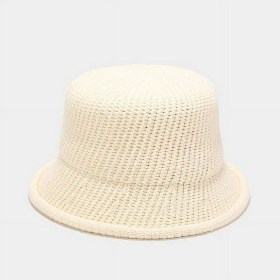 COCOpeaunt New Crimping Wool Solid Winter Knitted Panama Hat Women Warm Bucket Hats Female Outdoor Basin Hat Sunscreen Sun Caps Present