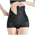 thumbnail image 2 of BLTIBY Women Butt Lifter Shapewear High Waisted Tummy Control Lace Underwear with Button Zip Fastening Solid Color Body Shaper Shorts Black XXL, 2 of 9
