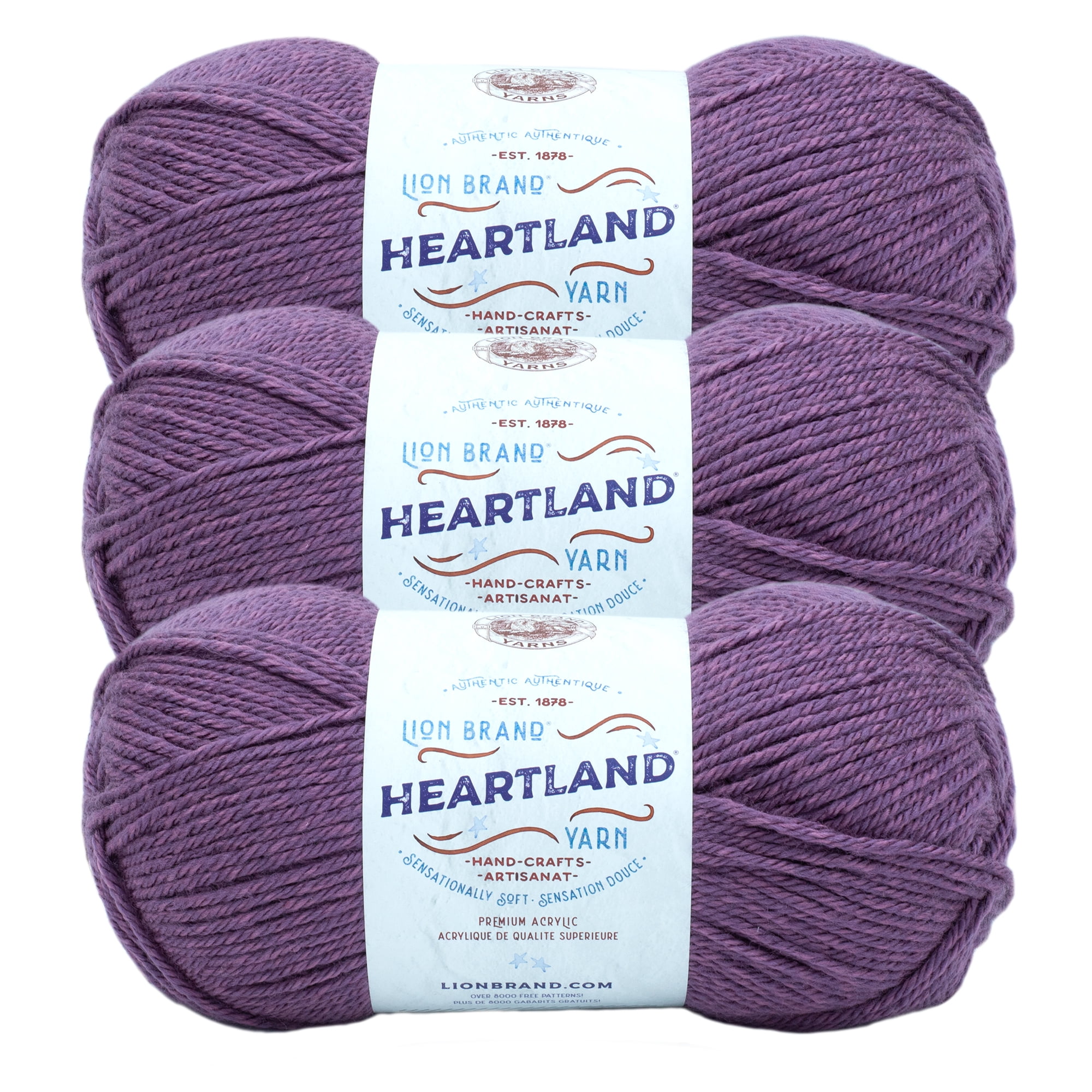 Lion Brand Yarn Heartland Kobuk Valley Basic Medium Acrylic Purple Yarn 3 Pack