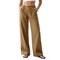 thumbnail image 3 of MuXiKeJi Clothes Cotton Linen Pants Women Petite High Waisted Wide Leg Trousers Summer Dressy Casual Work Slacks with Pockets, 3 of 7