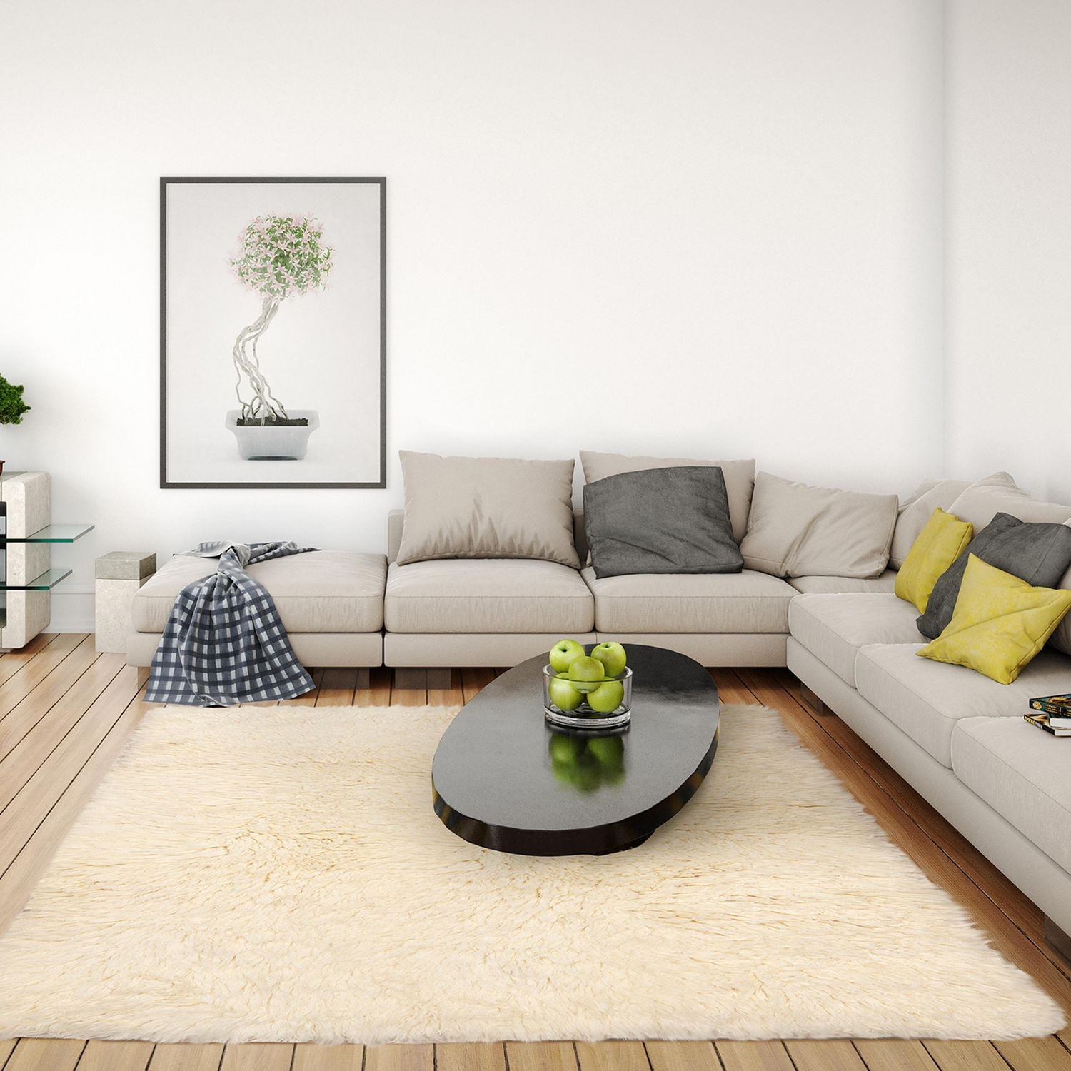 5A Flokati 4000gr 6' x 9 ' Area Rug, Natural