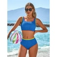 thumbnail image 4 of Sociala High Waisted Bikini Sets for Womens Sporty Two Piece Swimsuits Color Block Bathing Suits Swimwear, 4 of 10