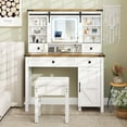 thumbnail image 2 of Costway Farmhouse Vanity Desk with Sliding Mirror Makeup Vanity Table with 3 Lighting Modes, 2 of 10