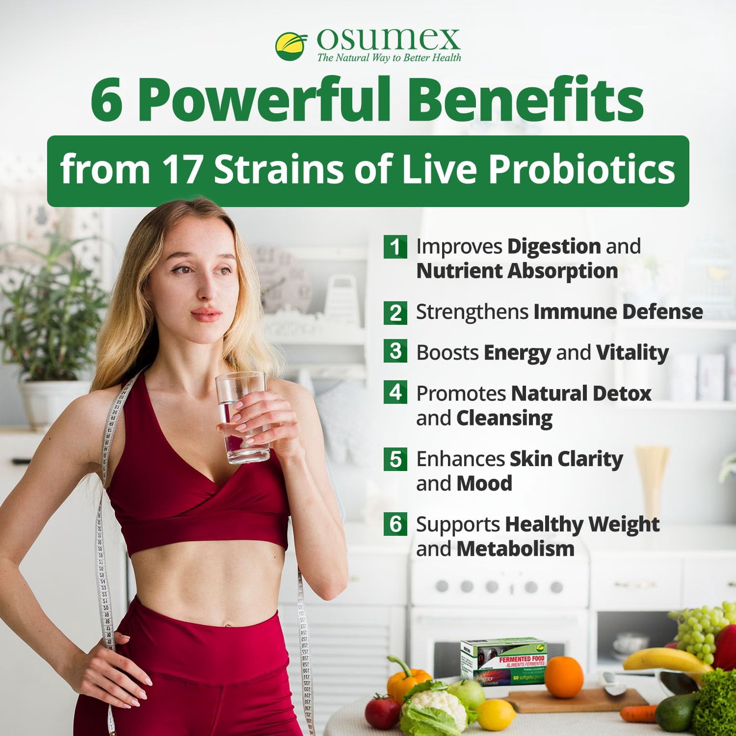 Osumex Gut Support Live Probiotics for Women and Men 60 Vegetable Softgel-LB17 Daily Probiotic Supplement for Adults, Digestive Probiotic for Gut Health, Gut Probiotics for Immune & Digestive Support