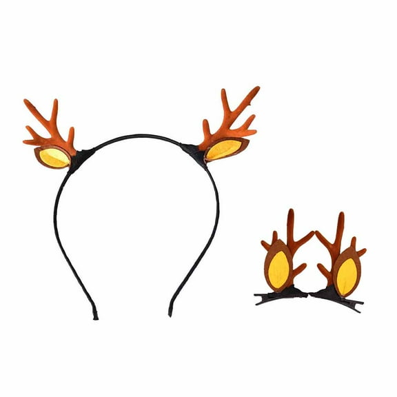 LULULION 1Set Lovely Brown Antler Hairpins Reusable Party Props Safe Material for Holiday Events