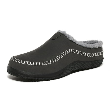 Men s House Slippers Cozy Moccassin Slippers Non-Slip Warm Suede House Shoes Soft Comfy Bedroom Slippers Men s Mules Clogs Indoor Outdoor Loafers Suede Size 8 Gray 41